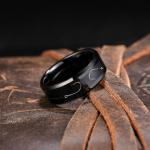 King Will 8mm Black Tungsten Rings, Men's Wedding Rings Fishing Line Inlay Beveled Edge Ring for Men Women, Comfort Fit, Durable, Size 10