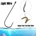 Dr.Fish 100 Pack Aberdeen Fishing Hooks Freshwater, Straight Shank Light Wire Worm Hooks for Bass/Crappie/Bream/Bluegill/Panfish #10