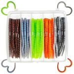 Senko Worms for Bass Fishing, 50PCS Soft Plastic Worms Stick Baits Kit for Ned Rig, 5" TRD Floating Fishing Lures for Bass Freshwater Saltwater