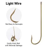 Dr.Fish 100 Pack Aberdeen Fishing Hooks Freshwater Hooks Extra Long Shank Bronze Light Wire Offset Live Bait Hooks Bass Crappie Walleye Panfish Bluegill Bream #10