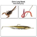 Dr.Fish 100 Pack Aberdeen Fishing Hooks Freshwater Hooks Extra Long Shank Bronze Light Wire Offset Live Bait Hooks Bass Crappie Walleye Panfish Bluegill Bream #10