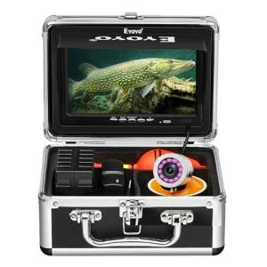 Eyoyo Underwater Fishing Camera Portable Video Fish Finder 1000TVL Waterproof Camera w/ 12pcs Infrared Lights 7 inch Monitor Underwater DVR Video Fish Cam for Boat, Lake, Ice Fishing (30m+DVR)