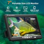 Eyoyo Underwater Fishing Camera Portable Video Fish Finder 1000TVL Waterproof Camera w/ 12pcs Infrared Lights 7 inch Monitor Underwater DVR Video Fish Cam for Boat, Lake, Ice Fishing (30m+DVR)