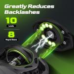 Handing M1 Baitcaster Reel Right Hand Lower Profile Design Fishing Reels Baitcasting 17.64 Lbs Carbon Fiber Drag BFS Baitcasting Reel 7.2:1 Gear Ratio 8-Button Magnetic Braking System