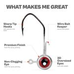 40-Pack Crappie Jig Heads for Fishing - 5 Colors Kit for Panfish, Walleye, Bass 1/32, 1/16, 1/8oz