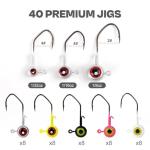 40-Pack Crappie Jig Heads for Fishing - 5 Colors Kit for Panfish, Walleye, Bass 1/32, 1/16, 1/8oz