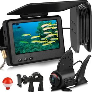 𝟮𝟬𝟮𝟲 𝗡𝗘𝗪 Underwater Fishing Camera 4.3'' IPS 1000TVL w/ 5000mAh, [30°~150° Angle Fin] Ice Fishing Camera Underwater Portable Fish Finder Fishing Gift for Men, IR, Boat and Kayak Fishing, 65FT