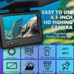 𝟮𝟬𝟮𝟲 𝗡𝗘𝗪 Underwater Fishing Camera 4.3'' IPS 1000TVL w/ 5000mAh, [30°~150° Angle Fin] Ice Fishing Camera Underwater Portable Fish Finder Fishing Gift for Men, IR, Boat and Kayak Fishing, 65FT