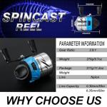 Sougayilang Spincast Fishing Reel - Pre-Spooled with Line, Easy Push Button Casting for Beginners, 3.9:1 Gear Ratio & Reversible Handle for Left/Right Hand Retrieve