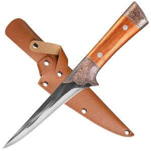 QEGNOBOK 6 Inch Boning Knife - Curved Semi-Stiff Blade for Meat Cutting, Filleting & Deboning, Ultra Sharp Butcher Knife with Non-Slip Ergonomic Handle for Chefs, Home Kitchen & Culinary Use