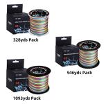 RUNCL Braided Fishing Line, 8 Strand Abrasion Resistant Fishing Line Braid, Super Durable, Smooth Casting, Zero Stretch, Smaller Diameter, Hi Vis, 328-1093 Yards, 12-100LB(40LB,546yds)