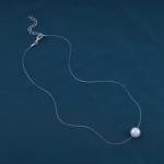 Aneneiceera Vintage Pearl Pendant Necklace Silver Pearl Choker Necklace Tiny Solitary Necklaces Transparent Invisible Chain Necklaces Thin Fishing Line Necklace Chain Jewelry for Women (Pearl bead)