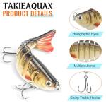 Takieaquax Swimmax for Saltwater and Freshwater, Realistic Fishing Lures for Bass Trout Crappie Walleye Pike Bluegill Salmon, Swimbait for Bass Fishing, Amazing Fishing Gear Gifts for Family
