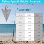 Pyramid Sinkers 2 oz for Surf Fishing & Catfishing - Durable Lead Fishing Weights, 8 Pack