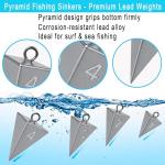 Pyramid Sinkers 2 oz for Surf Fishing & Catfishing - Durable Lead Fishing Weights, 8 Pack