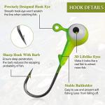 AGOOL Fishing Jig Heads Hooks Kit, 35/60pcs Fishing Lures Jig Heads with Ball Head Crappie Jig Heads Fishing Jig Hooks for Bass Trout Soft Worm Shrimp Lures Freshwater Saltwater