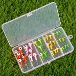 AGOOL Fishing Jig Heads Hooks Kit, 35/60pcs Fishing Lures Jig Heads with Ball Head Crappie Jig Heads Fishing Jig Hooks for Bass Trout Soft Worm Shrimp Lures Freshwater Saltwater