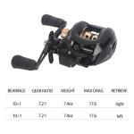Baitcasting Reel,Carbon Fiber Drag Fishing Baitcaster Reels, Bait Cast Reel with 7.2:1 Gear Ratio 10+1 Ball Bearings 17.6lbs Max Drag Left Hand，Fish Gift for Man