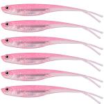 Dr.Fish Soft Plastic Baits Bass Fishing Lures Fork Tail Soft Jerkbait Drop Shot Bait Jerk Shad Minnow Swimbait Crappie Lures for Trout Pike Walleye Pink 3''