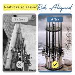 Rush Creek Creations 16-Rod Round Fishing Rod Holder for Garage, 360° Access Fishing Pole Holder for Fishing Rods, Reels, and Gear, Securely Holds 16 Rods, Camouflage