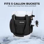 KastKing Karryall Fishing Bucket Organizer for 5 Gallon Bucket, Ice Fishing Tackle Bag with Adjustable Buckle, Rod & Plier Holder and Multi-Pockets for Fishing Gear & Accessories Storage,Black