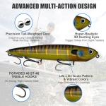 MSIZNX Topwater Plopping Lure Kit -5 Lures+5 Blades in Plastic Case, 4.7in,Adjustable for Walking Bait or Surface Tractor Action. Fishing Gifts for Men Targeting Pike, Bass, Musky in Freshwater