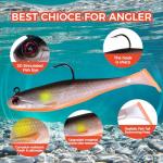 Autumnswan 5Pcs Easy Catch Pre-Rigged Soft Lures,Baits for Bass Fishing - Jig Heads Soft Plastic Walleye Lures,Paddle Tail Swimbaits for Bass, Fishing Bait for Saltwater & Freshwater（Orange）