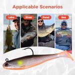 Autumnswan 5Pcs Easy Catch Pre-Rigged Soft Lures,Baits for Bass Fishing - Jig Heads Soft Plastic Walleye Lures,Paddle Tail Swimbaits for Bass, Fishing Bait for Saltwater & Freshwater（Orange）