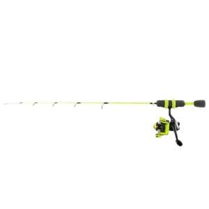 CLAM Voltage 28” Light Ice Fishing Combo – Graphite/Fiberglass Rod with 5.2:1 Reel & Smooth Drag for Panfish & Walleye