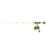 CLAM Voltage 28” Light Ice Fishing Combo – Graphite/Fiberglass Rod with 5.2:1 Reel & Smooth Drag for Panfish & Walleye