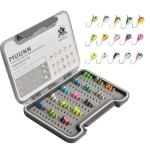 MUUNN Tungsten Ice Fishing Jigs Kit 45pcs More Effective Glow Tungsten Ice Fishing Lure Jigs for Crappie Panfish Walleye (Colorful (45pcs))