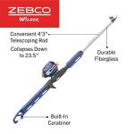 Zebco Kids Wilder Spincast Reel and Telescopic Fishing Rod Combo, 23.5-Inches to 4-Foot 3-Inch Telescopic Fishing Pole, Changeable Right- or Left-Hand Retrieve, Pre-Spooled with 6-Pound Cajun Line