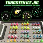 MUUNN Tungsten Ice Fishing Jigs Kit 45pcs More Effective Glow Tungsten Ice Fishing Lure Jigs for Crappie Panfish Walleye (Colorful (45pcs))