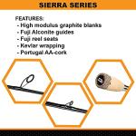 Dobyns Rods Sierra Series 7’0” Spinning Bass Fishing Rod SA700SF Ultra Finesse Fast Action | Modulus Graphite Blank w/Kevlar Wrapping | Fuji Reel Seat & Alconite Guides | Line 2-8lb Lure 1/16-5/16oz,