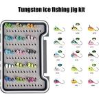 MUUNN Tungsten Ice Fishing Jigs Kit 45pcs More Effective Glow Tungsten Ice Fishing Lure Jigs for Crappie Panfish Walleye (Colorful (45pcs))