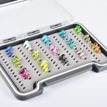 MUUNN Tungsten Ice Fishing Jigs Kit 45pcs More Effective Glow Tungsten Ice Fishing Lure Jigs for Crappie Panfish Walleye (Colorful (45pcs))