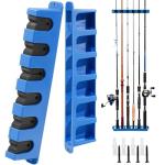 DZrudun Vertical Fishing Rod/Pole Holders for Garage,Fishing Rod Holder, Premium EVA &Shock-Resistant PP Base, Wall Mounted Fishing Rod/Pole Rack,Holds Up to 6 Rods, Fits Most Rods of Diameter 3-19mm