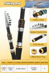 Fishing Pole Combo Set, 6.89ft Fishing Rod and Reel Combo, Carbon Fiber Telescopic Fishing Rod Kit with Spinning Reel, Fishing Pliers, Lip Gripper, Line, Lures for Beginner Angler (Black&Gold, 1PACK)