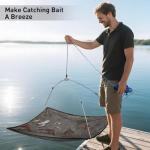 QualyQualy Umbrella Minnow Trap Net, Collapsible Fishing Bait Net with Rubber Coated Mesh & Steel Frame, Fish/Shrimp/Crayfish Trap Cast Net for Creek, Pond Fishing, Foldable Baitfish Catcher
