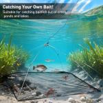 QualyQualy Umbrella Minnow Trap Net, Collapsible Fishing Bait Net with Rubber Coated Mesh & Steel Frame, Fish/Shrimp/Crayfish Trap Cast Net for Creek, Pond Fishing, Foldable Baitfish Catcher