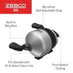 Zebco 33 Spincast Reel and Fishing Rod Combo, 6-Foot 2-Piece Fiberglass Rod with EVA Handle, Quickset Anti-Reverse Fishing Reel with Bite Alert, Silver/Black, 30