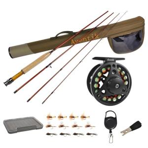 Aventik Extreme Fly Fishing Combo Kit 0/1/2/3/4/5/6 Weight Starter Fly Fishing Rod and Reel Kit Outfit with One Travel Case(8'1'' LW3/4 Fly Rod Kit)