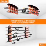Fishing Rod Holders, Fishing Pole Holders for Garage, Wall or Ceiling Mounted Fishing Rod Rack Holds Up to 10 Rods（1 Pack）
