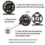 FANGBLUE Ice Fishing Reel ABS 2.4inch(6cm) Mini Fly Wheel for Trout Pike Lightweight Interchangeable Winter Fishing Wheel for Freshwater Saltwater (Black)