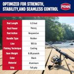 PENN Carnage III Boat Conventional Fishing Rod, Silver/Black/Gold, 6'6" - Heavy - 50-100lb - 1pc