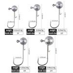 1/12, 1/8, 1/4, 3/8, 1/2 oz Jig Heads 10-Pack, Round Ball Jig Head Hooks Kit with 5 Versatile Weights for Freshwater Saltwater Bass Trout Crappie Fishing Lures, THOUISLAND