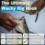 Harmony Fishing - Razor Series Wacky Weedless WG Hooks (Size 1, 10 Pack) - The Ultimate Bass Fishing Hooks for The Wacky Rig & Neko Rig