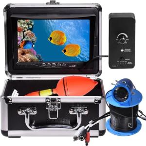 1200TVL Underwater Ice Fishing Camera 7inch LCD Monitor,82ft/25m Cable 10000mAh Battery,Fish Finder with 24pcs Lights Camera.12pcs Infrared,12pcs White Lights,Aluminium Case for Lake,Fish Boat