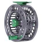 Kylebooker Fly Fishing Reel Large Arbor CNC-machined Aluminum Alloy Body Fly Reel（Silver with Green,5/6wt）