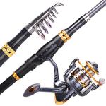 Sougayilang Fishing Rod Reel Combos Carbon Fiber Telescopic Fishing Pole with Spinning Reel for Travel Saltwater Freshwater Fishing-1.8M